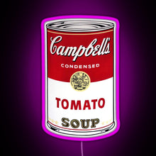 Load image into Gallery viewer, Andy Warhol Campbell s Tomato Soup RGB neon sign  pink