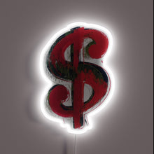 Load image into Gallery viewer, A glowing tribute to pop art — this neon dollar sign channels Andy Warhol&#39;s bold, rebellious style with electric flair.