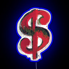 Load image into Gallery viewer, Andy Warhol Dollar sign RGB neon sign blue