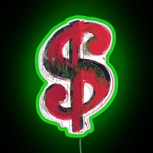 Load image into Gallery viewer, Andy Warhol Dollar sign RGB neon sign green