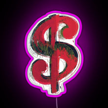 Load image into Gallery viewer, Andy Warhol Dollar sign RGB neon sign  pink