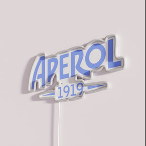 Authentic Aperol brand blue logo RGB colorful neon advertisement lighting