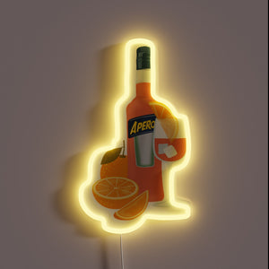 Cocktail Culture: Vibrant Aperol Spritz Sign with Neon Orange Glow