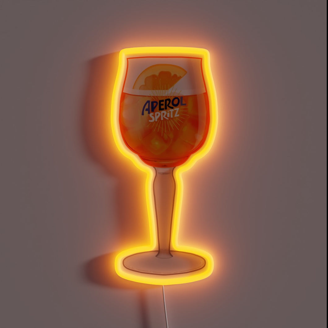 Aperol Spritz neon sign – glowing cocktail glass for summer vibes.