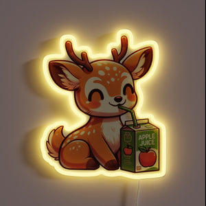Colorful deer illuminates the bar with apple juice theme ambiance.