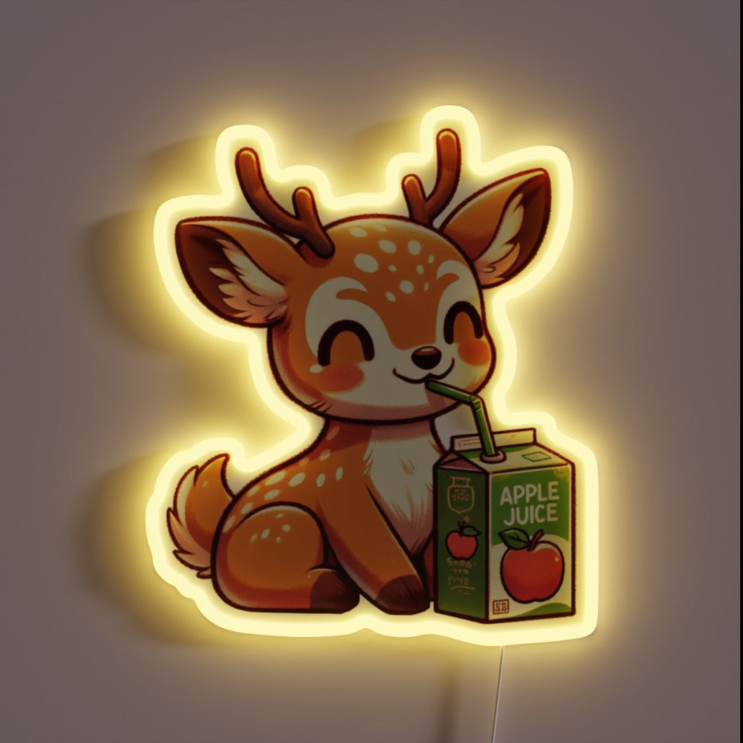 Colorful deer illuminates the bar with apple juice theme ambiance.
