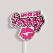 Load image into Gallery viewer, Bright neon Apres Ski Bunny decorative wall sign for homes