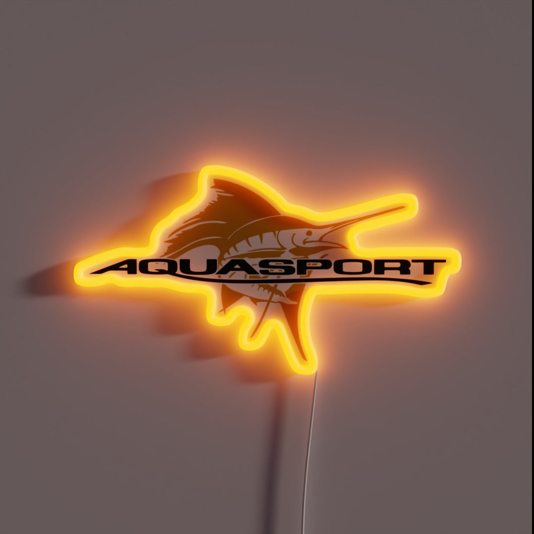 Vibrant Neon Sign with RGB Aquasport Boat Fishing Yacht Logo