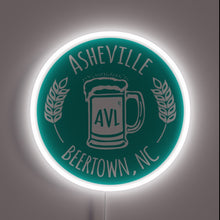 Load image into Gallery viewer, Vibrant Asheville Beertown NC Neon Sign in White and Green