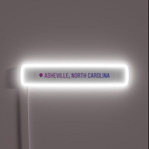 Vibrant Neon Sign Illuminating 'Asheville' in Rich RGB Color