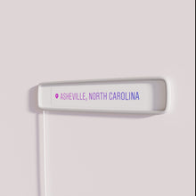 Load image into Gallery viewer, Asheville location marker with vibrant RGB color changing neon signage