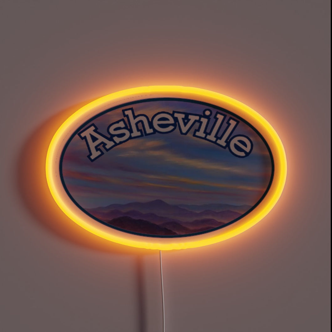 Vibrant Asheville Sign with Color-Changing RGB Neon Art Lighting Display