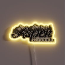 Load image into Gallery viewer, Vibrant RGB Neon Sign Featuring Aspen&#39;s Whimsical Beer Scene Illustration
