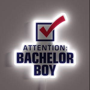Eye-catching neon sign declaring your status as a bachelor.