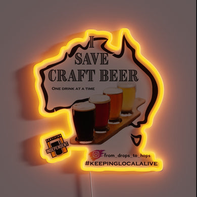 Aussie Craft Beer Neon Sign in Vibrant RGB Colours