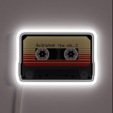 Load image into Gallery viewer, Awesome Mix Vol. 2 cassette neon sign with white LED border