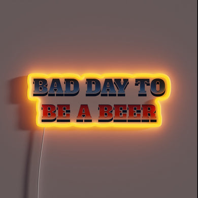 Neon beer sign displays sarcastic humor with vibrant RGB lighting.