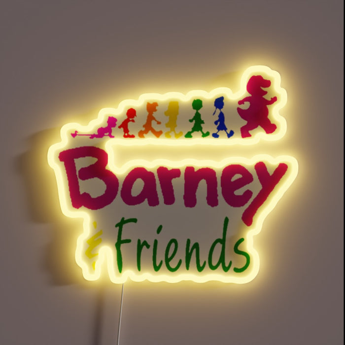 Vibrant Rainbow Barney's Laughter Illuminates Your Room with Neon Fun