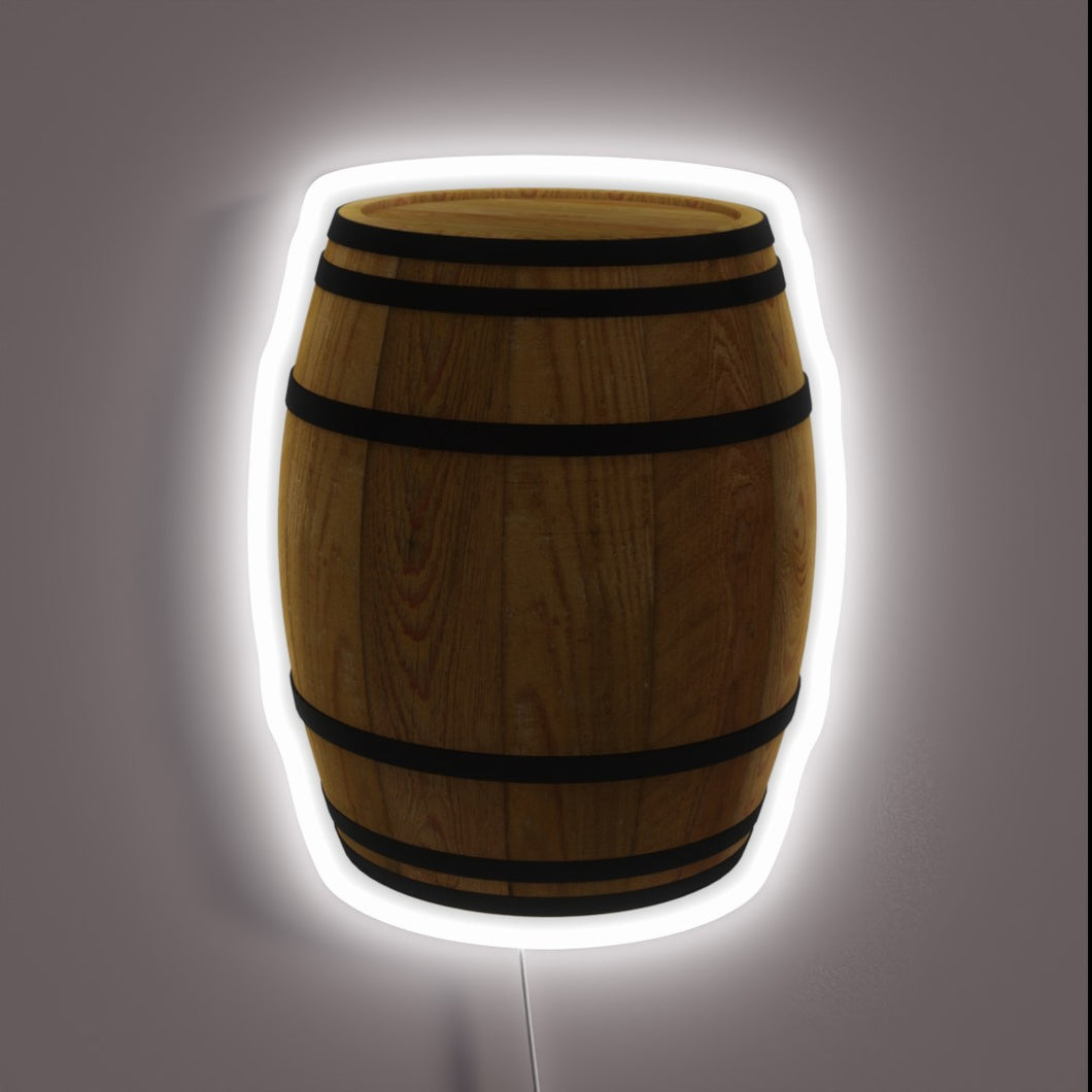 RGB Neon Sign: Illuminated Wood Barrels for Wine and Beer Decor