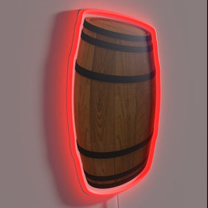 Wooden Barrel Wine Beer Distillery Bar Sign with RGB LED Lighting