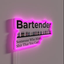 Load image into Gallery viewer, RGB Neon Sign: Bartender Connoisseur of Unpredictable Crafted Cocktail Creations