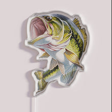 Load image into Gallery viewer, Bass Fishing RGB neon sign, side view with lights off showing acrylic backing and LED tube