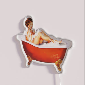 Neon Bathtub Pinup Girl Art Print Wall Decor Accent Sign