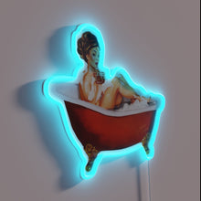 Load image into Gallery viewer, Vintage Pin-Up Girl Relaxing in Tub with Cocktail Illuminated Sign
