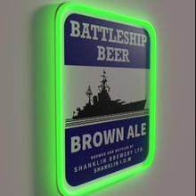 Load image into Gallery viewer, RGB Neon Sign Featuring A Retro Styled Battleship Beer Logo