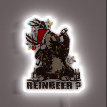 Load image into Gallery viewer, Hilarious LED bar decor featuring bear drinking with reindeer friends