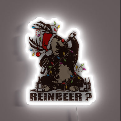 Hilarious LED bar decor featuring bear drinking with reindeer friends