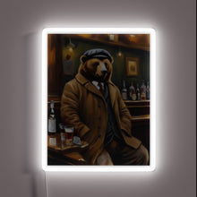 Load image into Gallery viewer, Unique, Hand-Painted LED Sign featuring a Beer Drinking Bear
