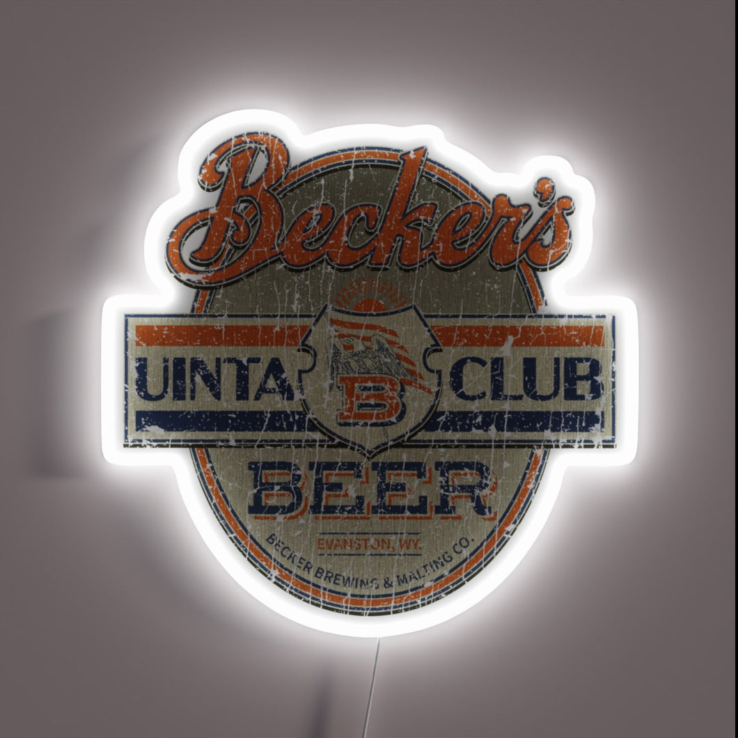 Vintage Neon Sign for Authentic Becker's Uinta Club Beer Bar Decor