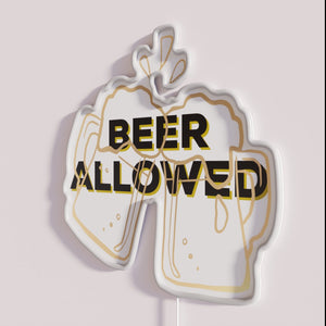 Eye-catching neon beer allowed wall decor with colorful RGB accents