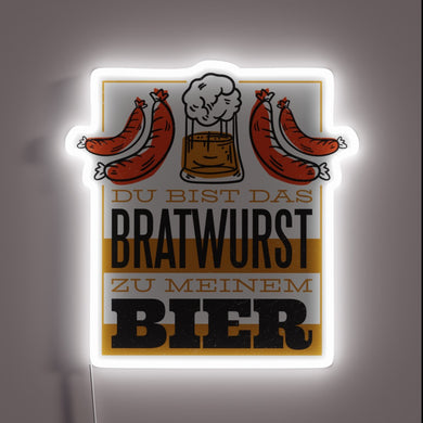 Brewery Decor - Vibrant RGB Neon Sign with Bratwurst Design