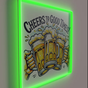Welcome friends with vibrant beer-themed neon sign for gatherings.