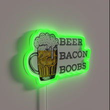 Load image into Gallery viewer, Neon Beer Bacon and Boobs Wall Decor Sign Art