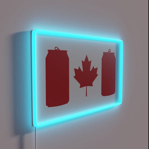Electric beer can themed neon sign with vibrant RGB glow