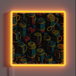 Vibrant beer city retro aesthetic with neon rgb seamless design.