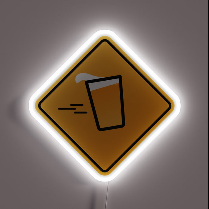 Vibrant LED beer crossing sign with customizable colorful illumination effects