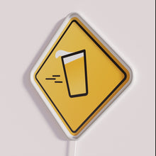 Load image into Gallery viewer, Vibrant neon beer crossing warning sign with colorful RGB illumination