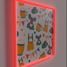 Load image into Gallery viewer, Neon Oktoberfest Beer Festival Sign with Dirndls and Lederhosen Graphics
