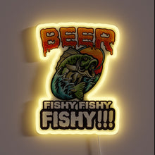 Load image into Gallery viewer, Neon illuminated beer bar decoration with fishy bass design