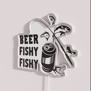 Eye-catching LED neon bar decor featuring beer fishy humor signage