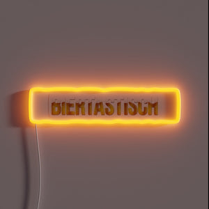 Neon-lit backyard party set with beer glass and wooden barrel.