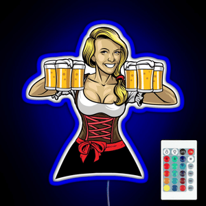 Beer Girl Oktoberfest Drinking Sticker RGB neon sign remote