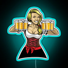 Load image into Gallery viewer, Beer Girl Oktoberfest Drinking Sticker RGB neon sign lightblue 