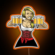 Load image into Gallery viewer, Beer Girl Oktoberfest Drinking Sticker RGB neon sign orange