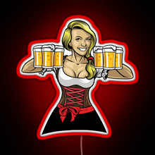 Load image into Gallery viewer, Beer Girl Oktoberfest Drinking Sticker RGB neon sign red
