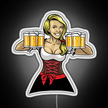 Load image into Gallery viewer, Beer Girl Oktoberfest Drinking Sticker RGB neon sign white 